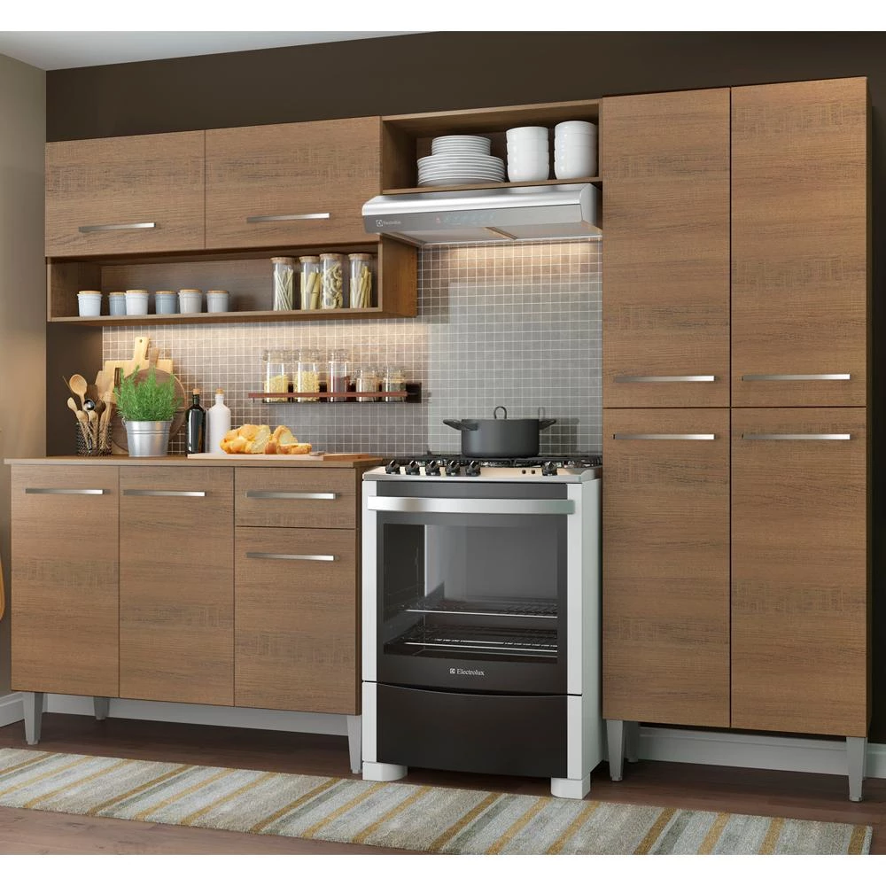 Armário de Cozinha Compacta 229cm Rustic Emilly Pop Madesa — oferta Loja de Móveis Marília